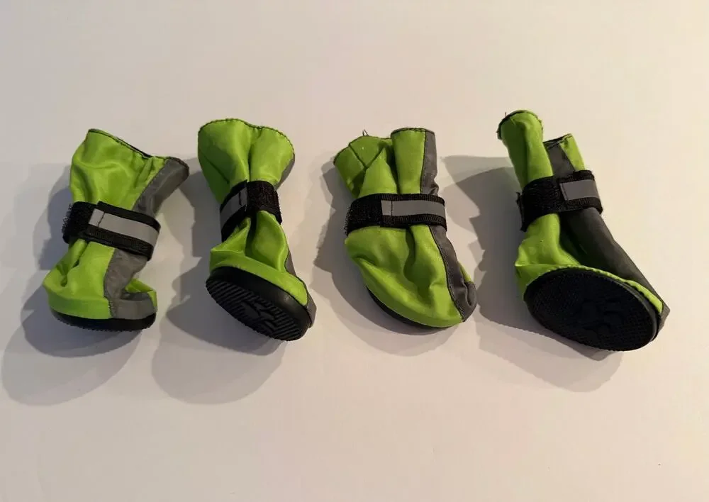 Top Paw Size XS Lime Green & Gray Reflective Protective Dog Boots - Set of 4